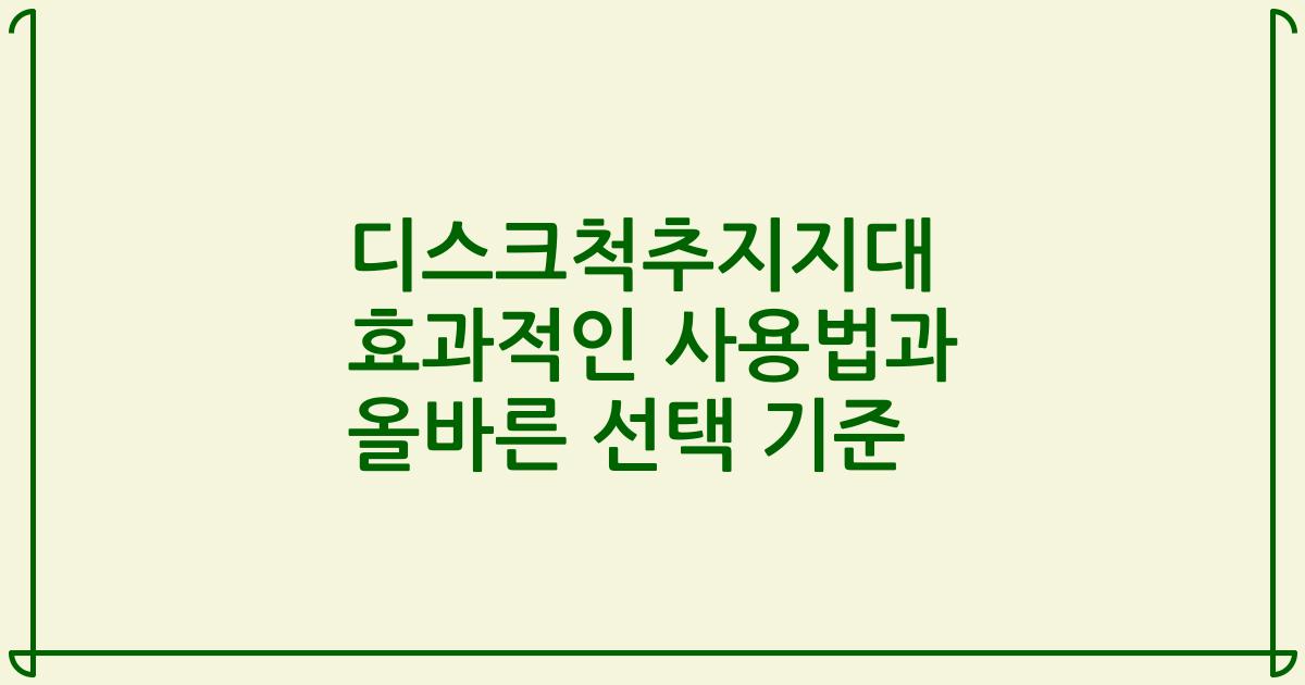 디스크척추지지대 효과적인 사용법과 올바른 선택 기준