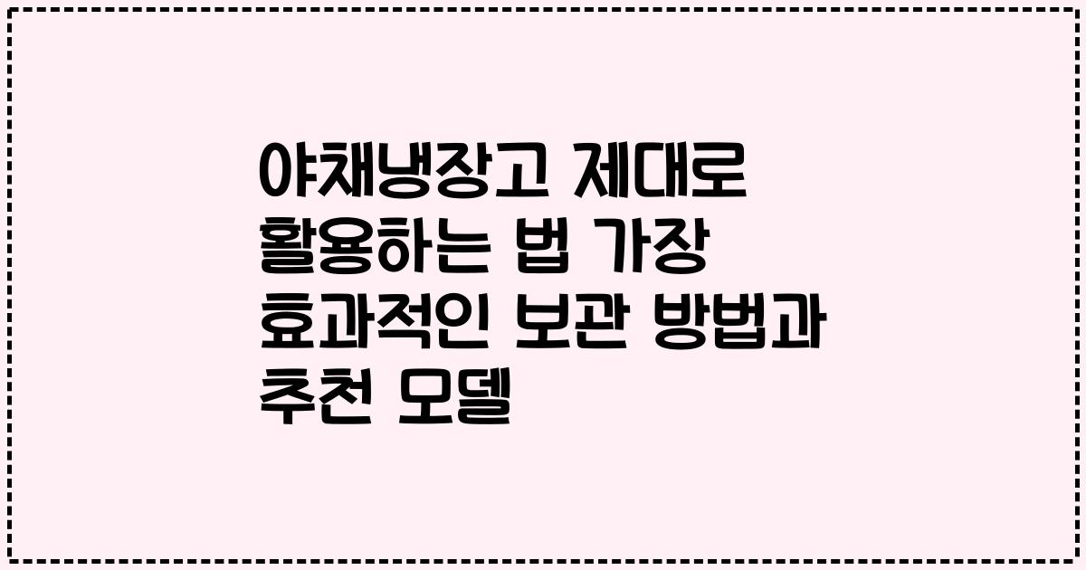 야채냉장고 제대로 활용하는 법 가장 효과적인 보관 방법과 추천 모델