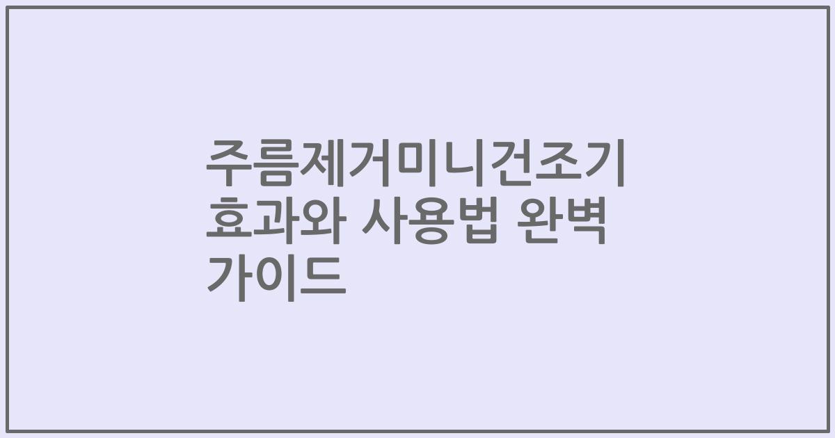 주름제거미니건조기 효과와 사용법 완벽 가이드