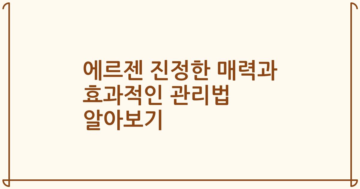 에르젠 진정한 매력과 효과적인 관리법 알아보기