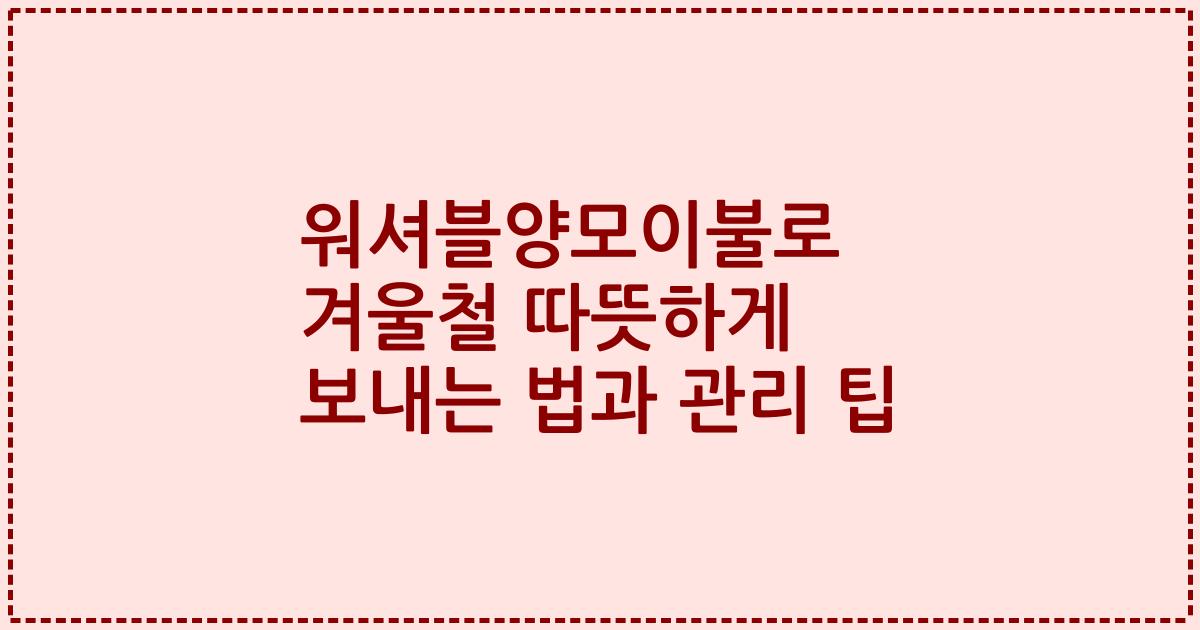 워셔블양모이불로 겨울철 따뜻하게 보내는 법과 관리 팁