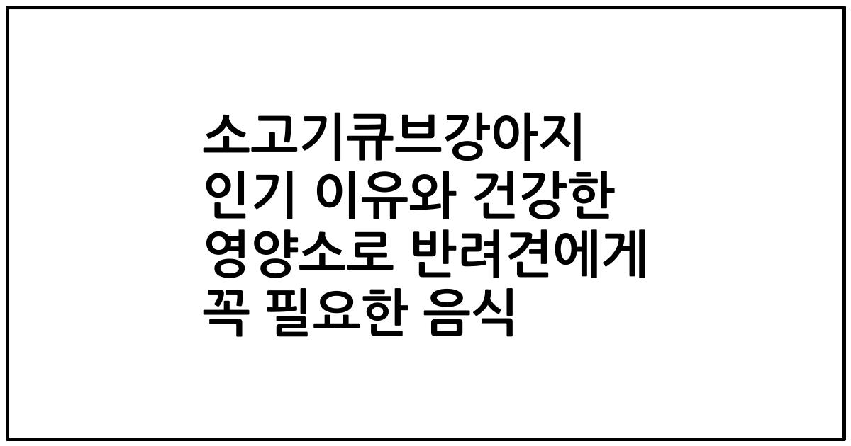 소고기큐브강아지 인기 이유와 건강한 영양소로 반려견에게 꼭 필요한 음식