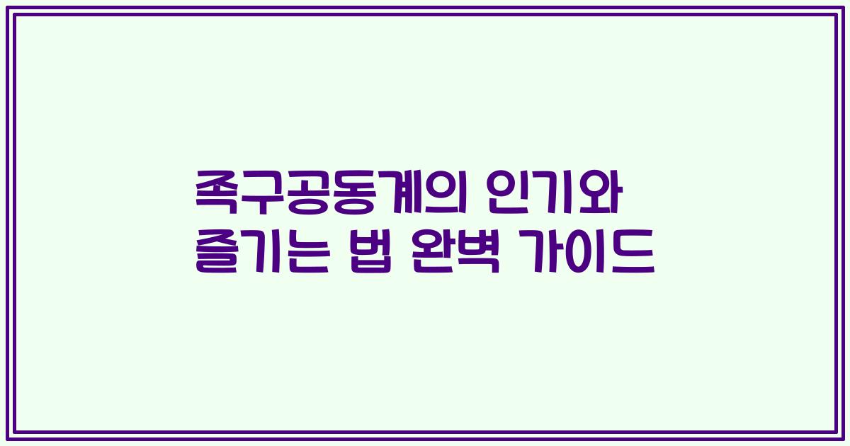 족구공동계의 인기와 즐기는 법 완벽 가이드