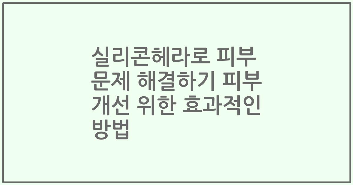 실리콘헤라로 피부 문제 해결하기 피부 개선 위한 효과적인 방법