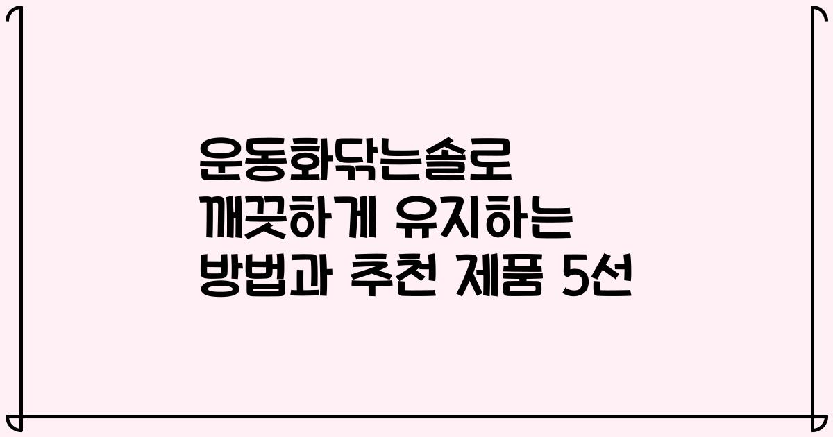 운동화닦는솔로 깨끗하게 유지하는 방법과 추천 제품 5선
