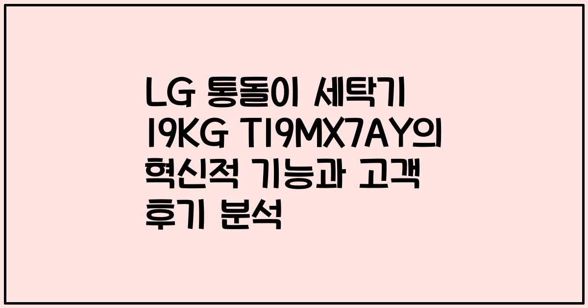 LG 통돌이 세탁기 19KG T19MX7AY의 혁신적 기능과 고객 후기 분석